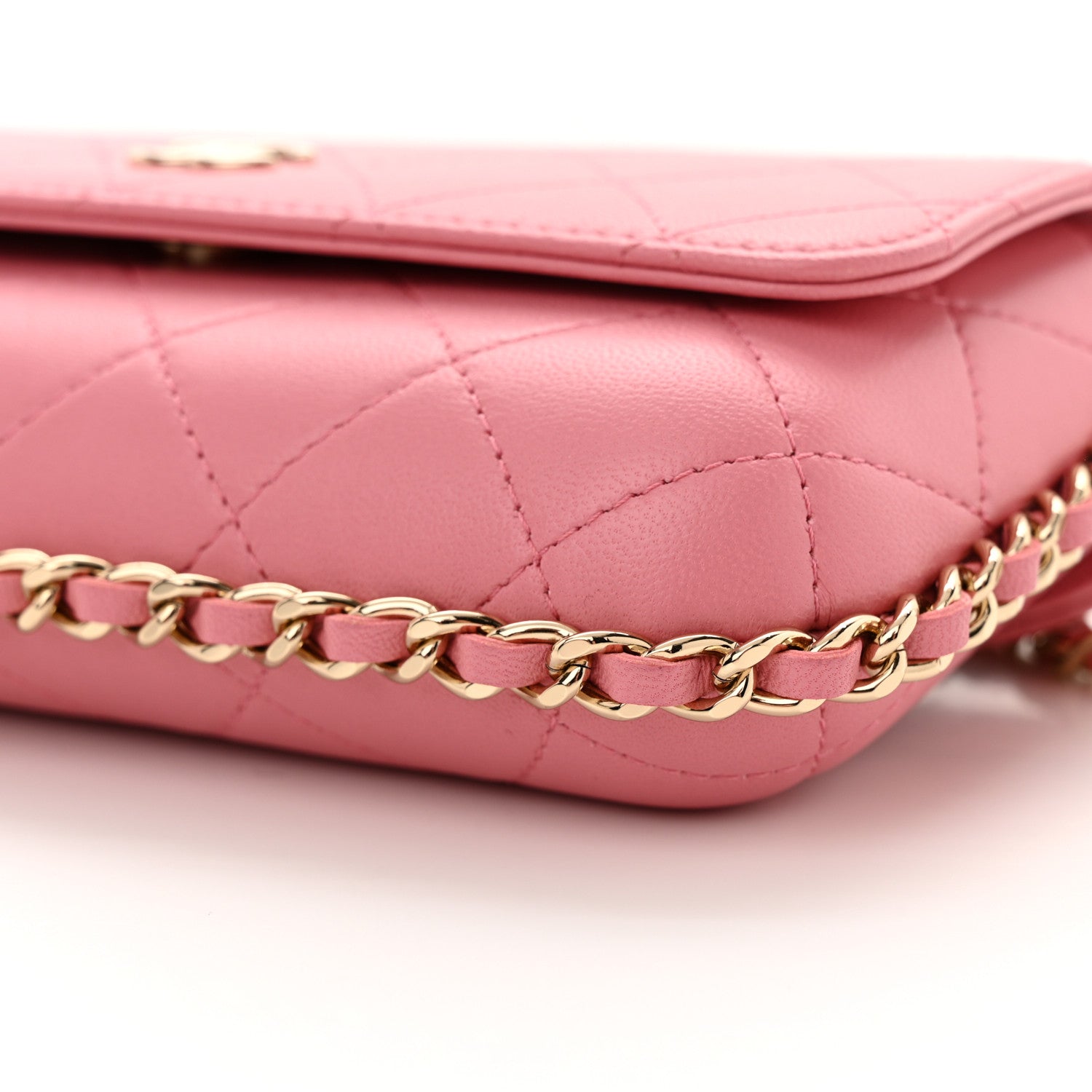 Chanel Calfskin Diamond Stitched Chain Around Flap Phone Holder Dark Pink 10 of 12