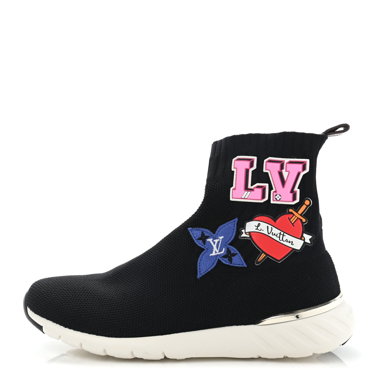 Louis Vuitton Stretch Fabric LV Black Heart Sock Sneaker 37.5 Black 1 of 10