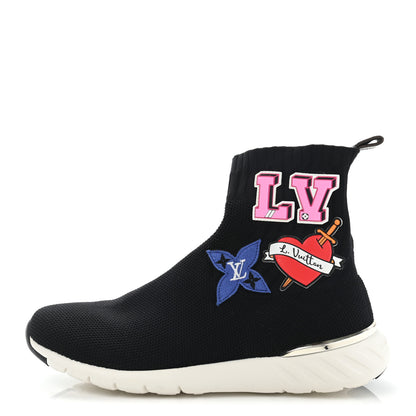 Louis Vuitton Stretch Fabric LV Black Heart Sock Sneaker 37.5 Black 1 of 10