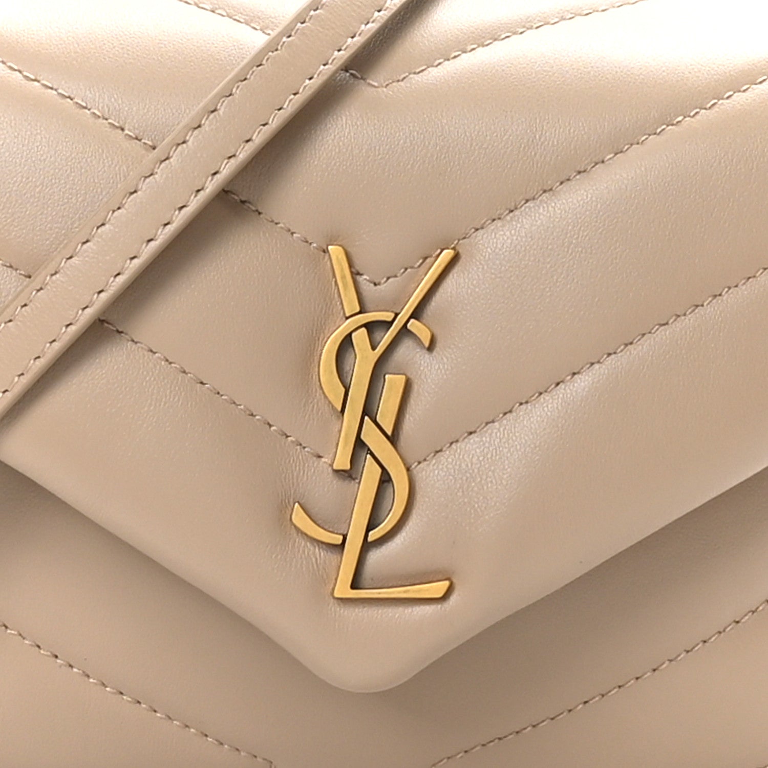 Saint Laurent Calfskin Y Quilted Monogram Toy Loulou Crossbody Bag Dark Beige 8 of 10