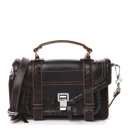 Proenza Schouler Calfskin Tiny Whipstitch PS1 Satchel Black Orange 1 of 11