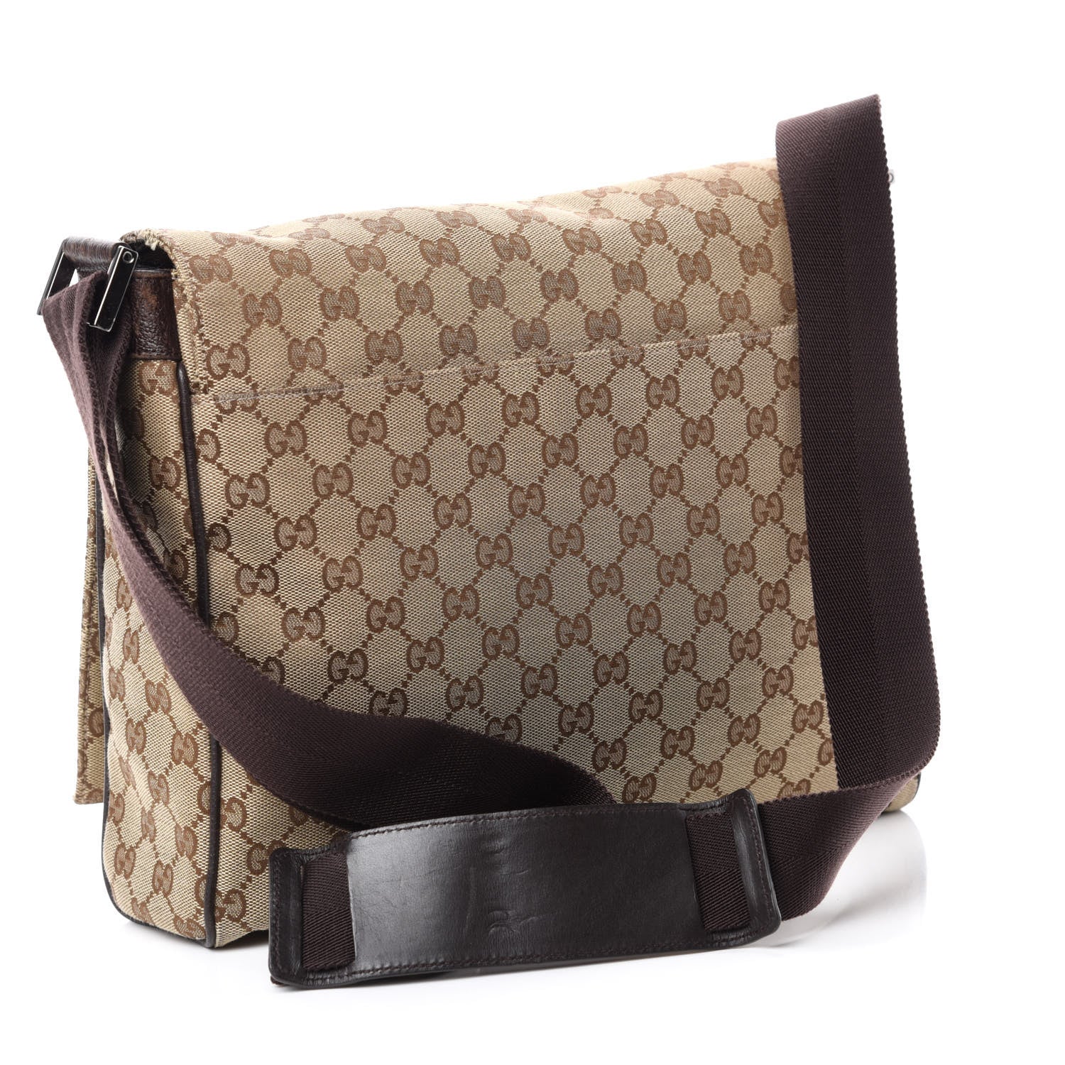 Gucci Monogram Small Flap Messenger Bag Beige Dark Brown 3 of 13