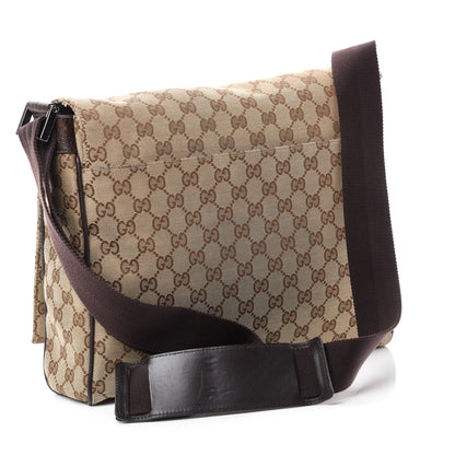 Gucci Monogram Small Flap Messenger Bag Beige Dark Brown 3 of 13