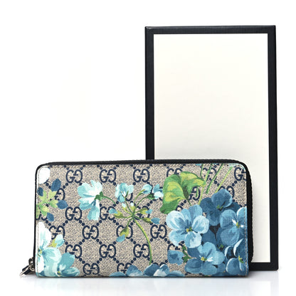 Gucci GG Supreme Monogram Blooms Zip Around Wallet Blue 11 of 11