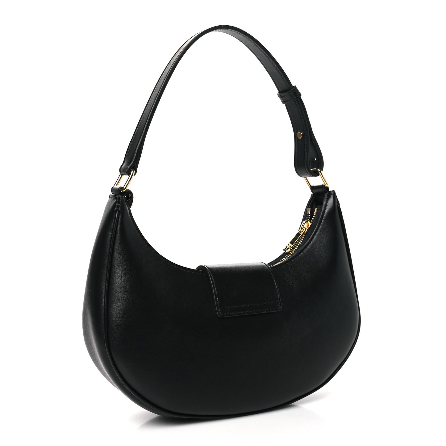 Smooth Calfskin Medium Strap Ava Triomphe Shoulder Bag Black