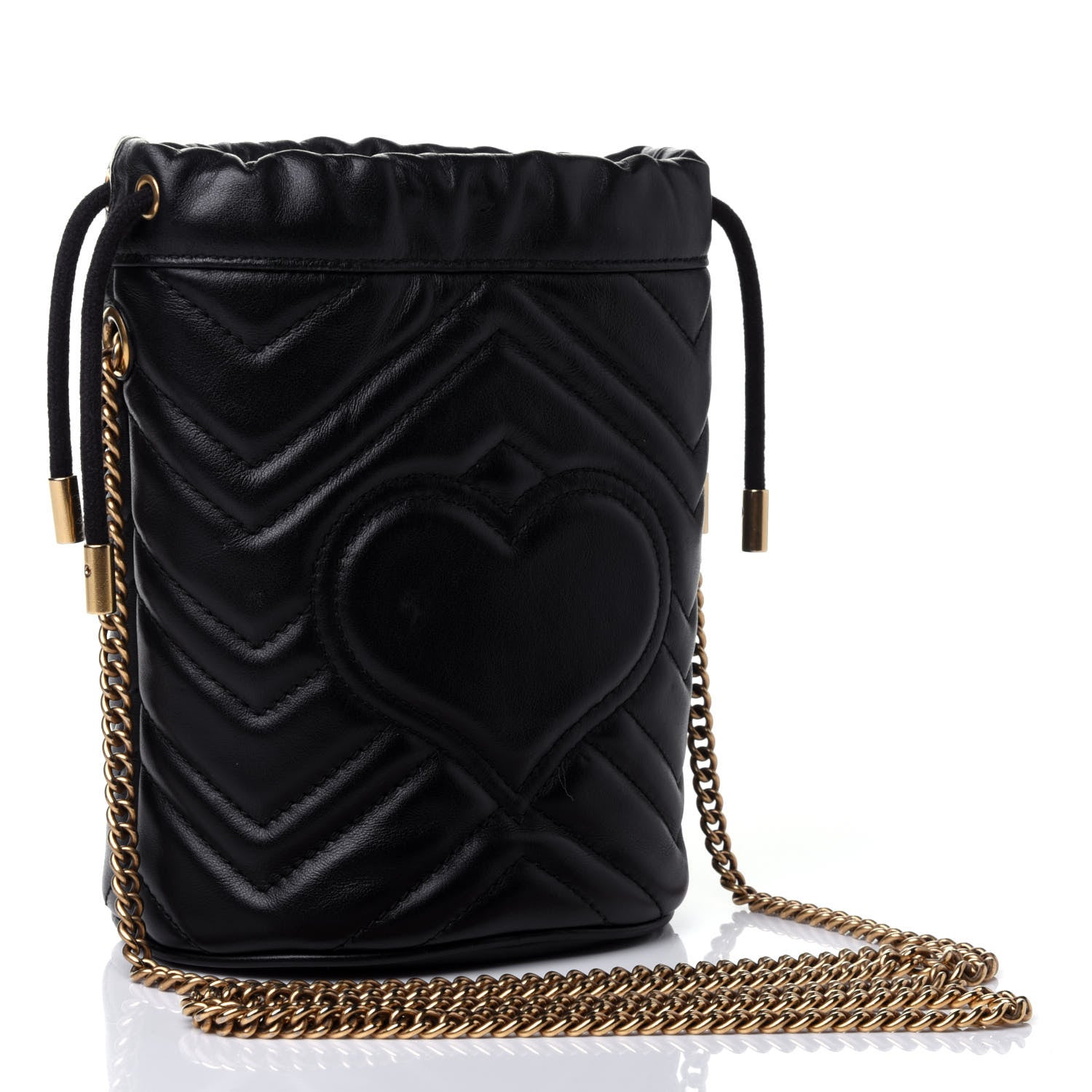 Gucci Calfskin Matelasse Mini GG Marmont 2.0 Bucket Bag Black 2 of 4