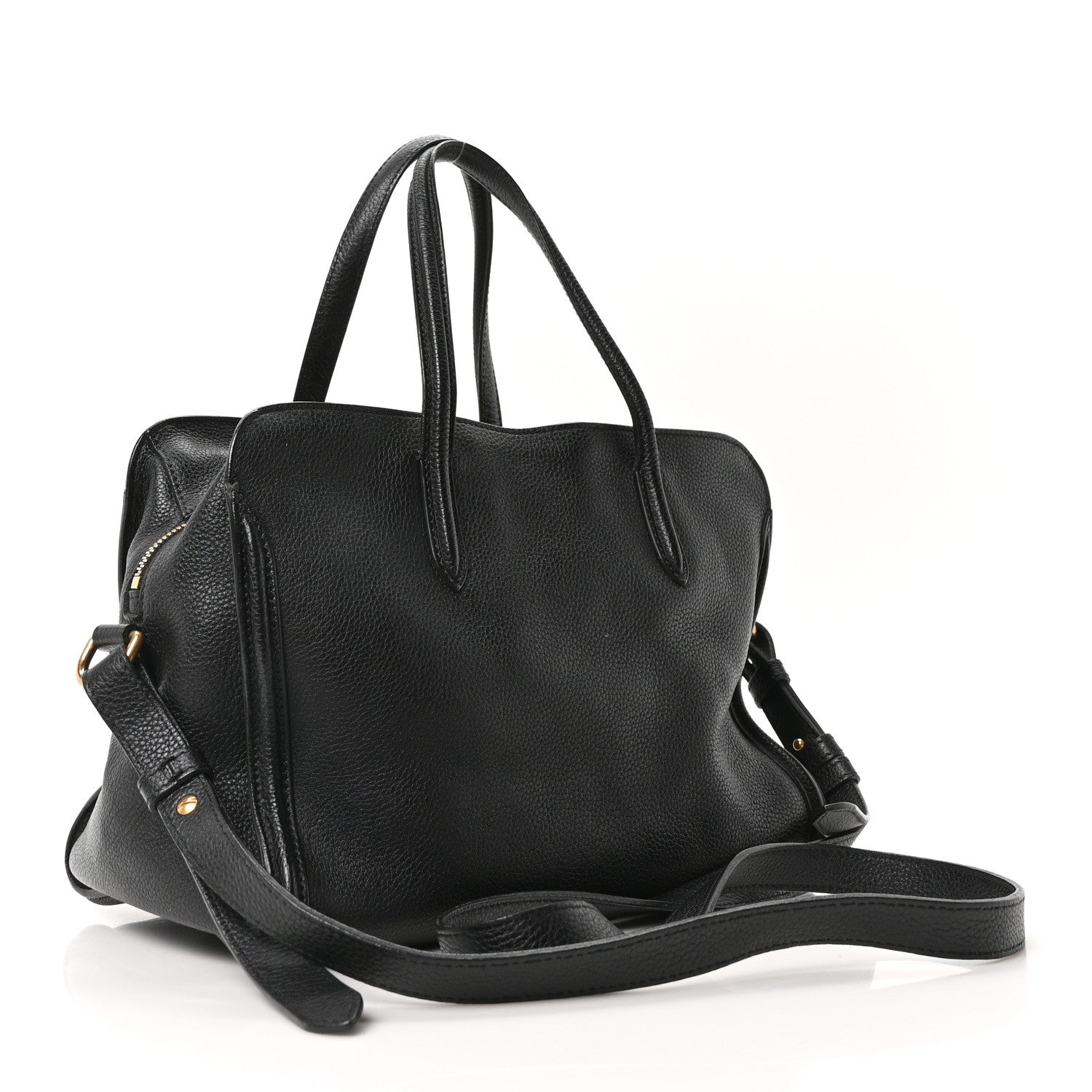 Alexander McQueen Pebbled Calfskin Small Skull Padlock Zip Around Tote Black 3 of 10