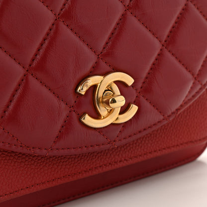 Chanel Calfskin Caviar Quilted Mini Chain Handle Flap  Red 11 of 14