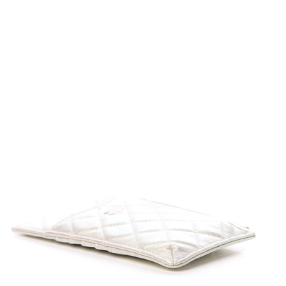 Chanel Iridescent Lambskin Quilted Classic Flat Wallet Pouch Ivory 4 of 8