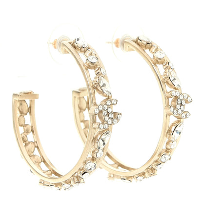 Chanel Marquise Crystal CC Hoop Earrings Gold 2 of 4