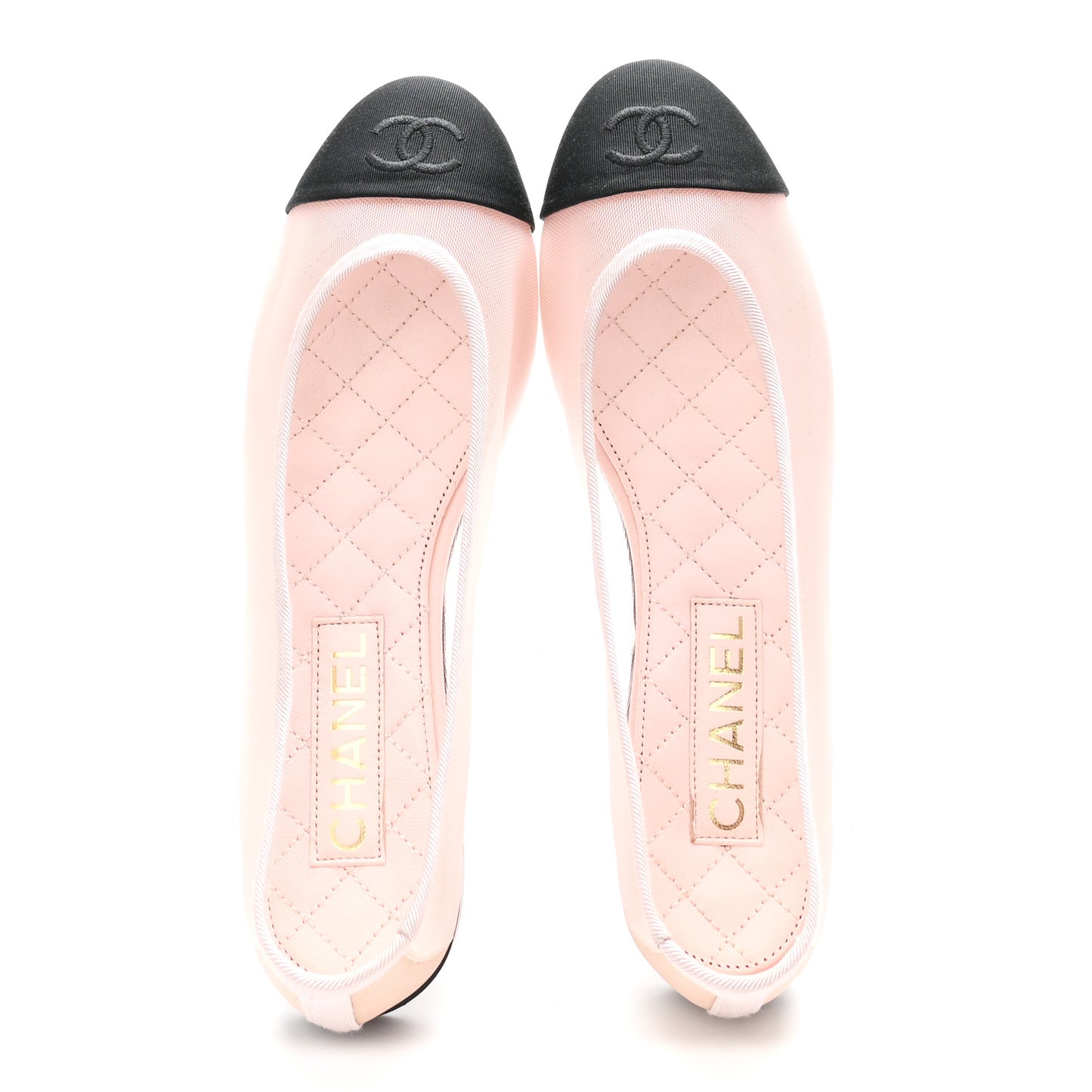 Mesh Grosgrain CC Ballerina Flats 38.5 Pink Black