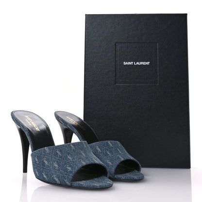 Saint Laurent Denim Monogram La 16 Mule Sandals 39 Blue Jeans 10 of 10