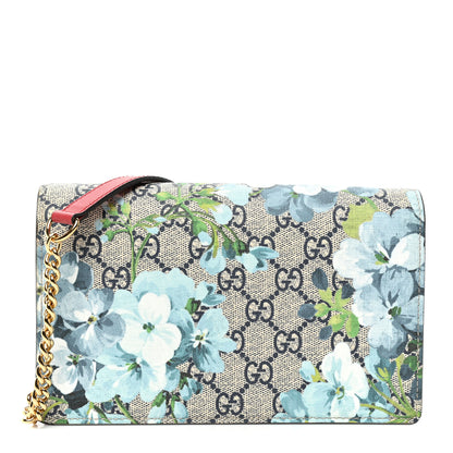 Gucci GG Supreme Monogram Blooms Chain Wallet Blue 1 of 8