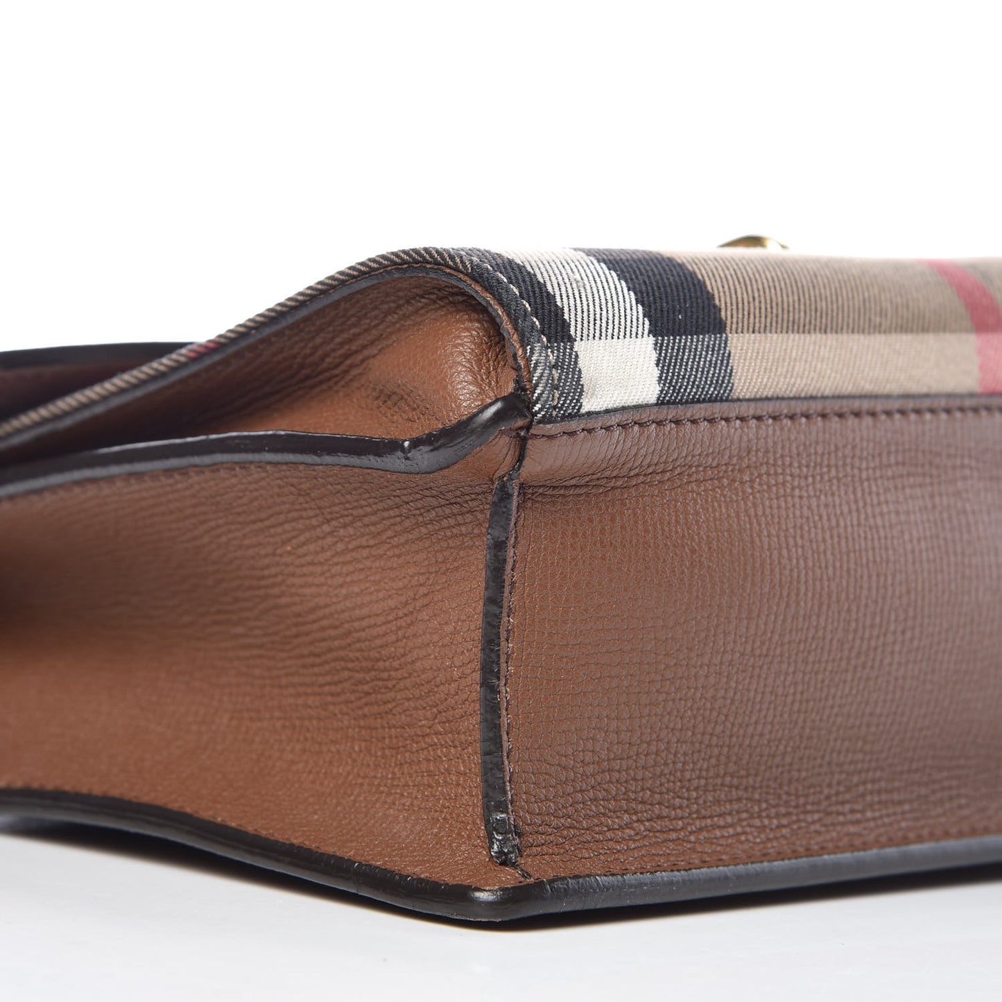 Derby Calfskin House Check Small Macken Crossbody Bag Tan