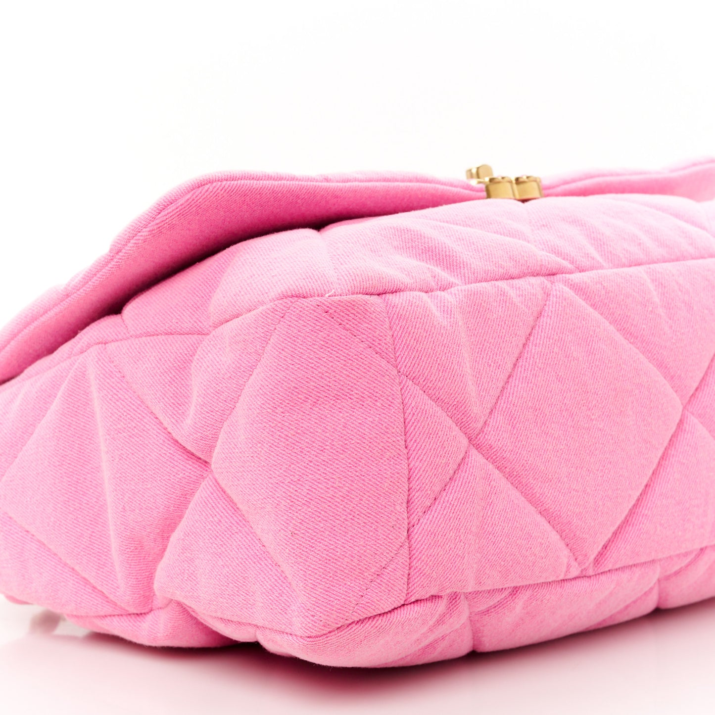 Denim Quilted Maxi Chanel 19 Flap Neon Pink