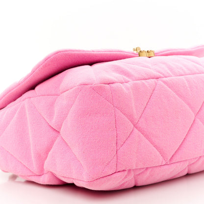 Chanel Denim Quilted Maxi Chanel 19 Flap Neon Pink 9 of 11