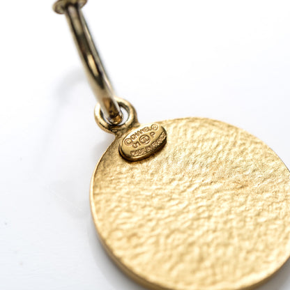 Chanel Metal Enamel CC Round Drop Earrings Gold Black White 5 of 5