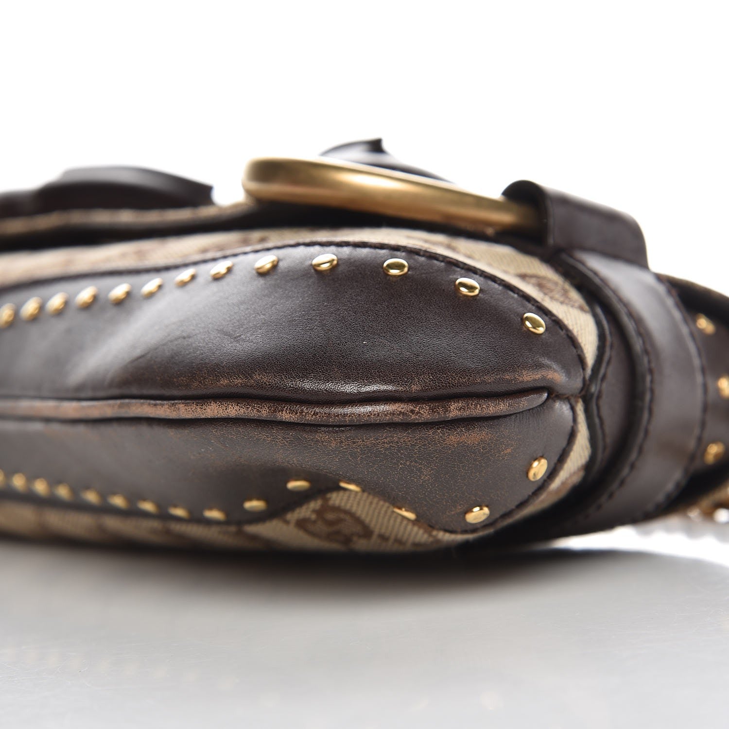 Gucci Monogram Studded Large Horsebit Clutch Dark Brown 13 of 15