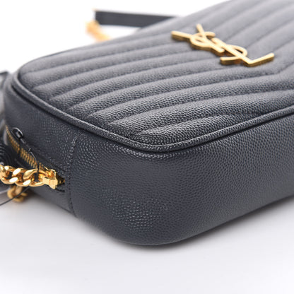 Saint Laurent Grain De Poudre Matelasse Monogram Mini Lou Camera Bag Dark Smog 8 of 9