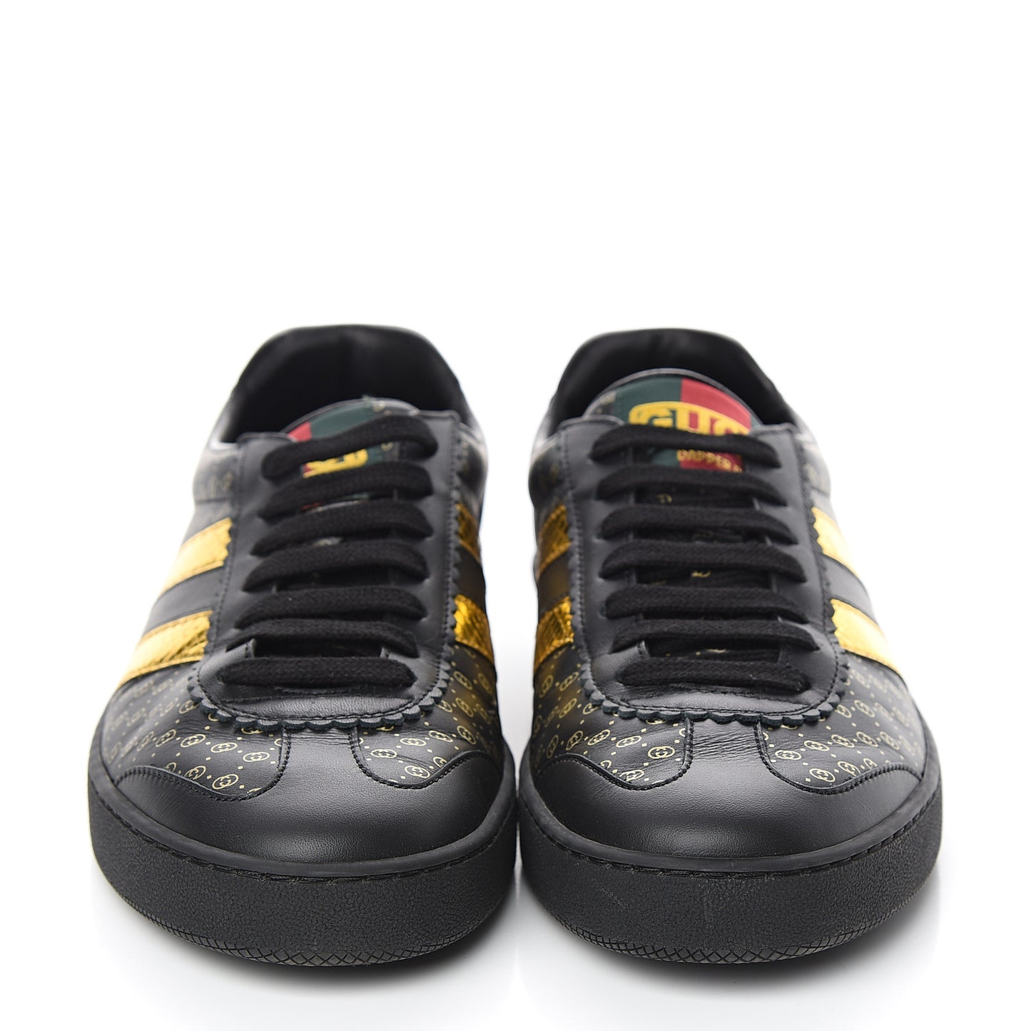 X DAPPER DAN Calfskin Laminated Ayers GG Micro Monogram Mens G74 Sneakers 6 Black
