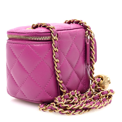 Chanel Lambskin Quilted Pearl Crush Mini Vanity Case With Chain  Purple 3 of 10