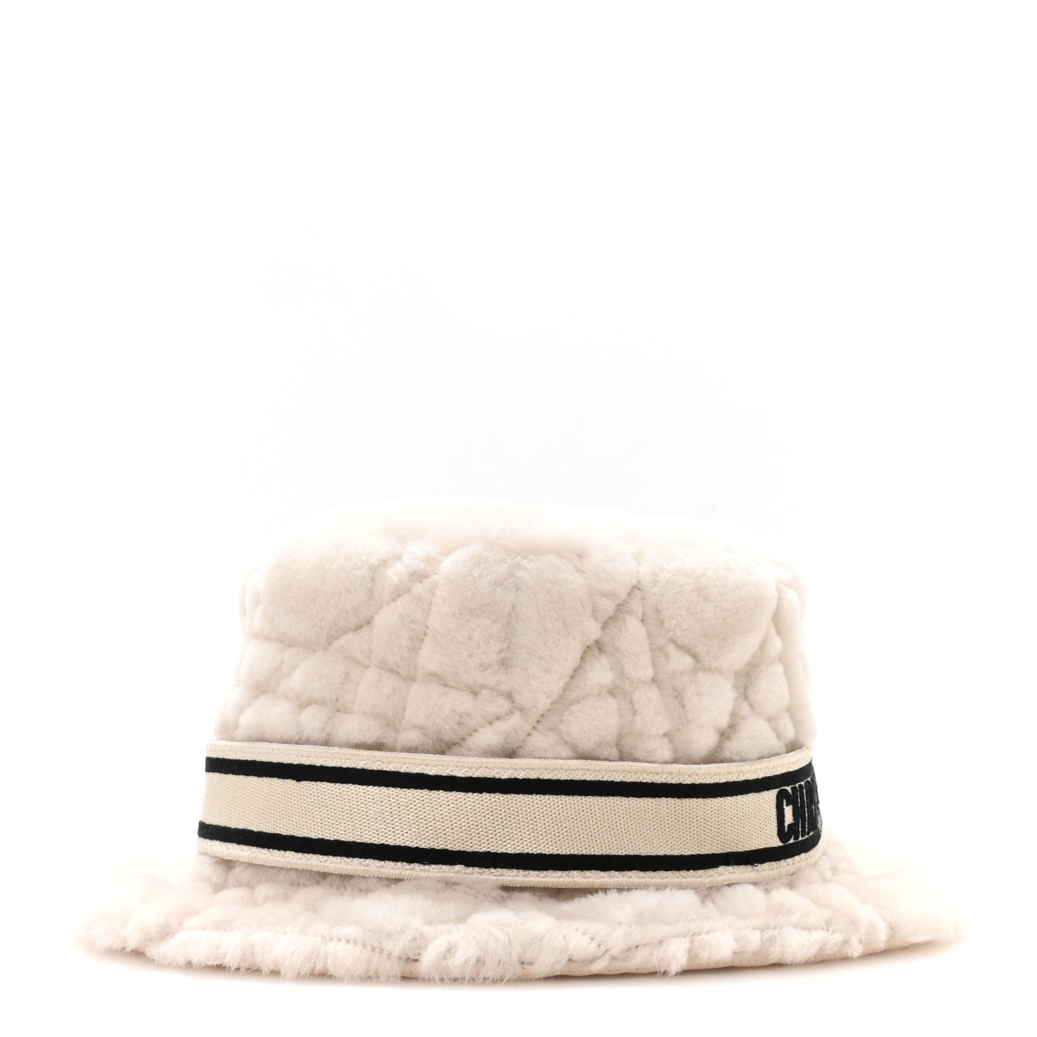 Christian Dior Shearling Cannage D-Bobby Bucket Hat 58 Ecru 4 of 8