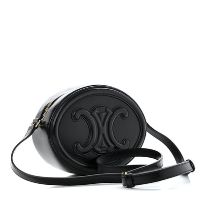 Celine Smooth Calfskin Cuir Triomphe Oval Bag Black 3 of 10