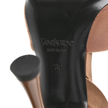 Saint Laurent Mesh Calfskin Ruched Lola Sandals 39 Dark Cappuccino 8 of 9