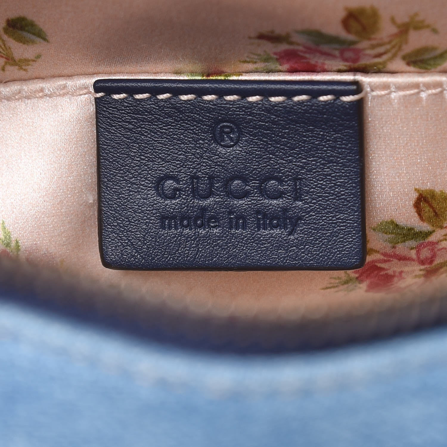 Gucci Denim Matelasse Mini Pearly GG Marmont Chain Shoulder Bag Blue 6 of 9