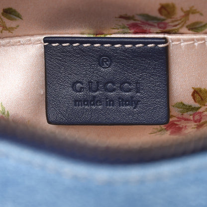 Gucci Denim Matelasse Mini Pearly GG Marmont Chain Shoulder Bag Blue 6 of 9