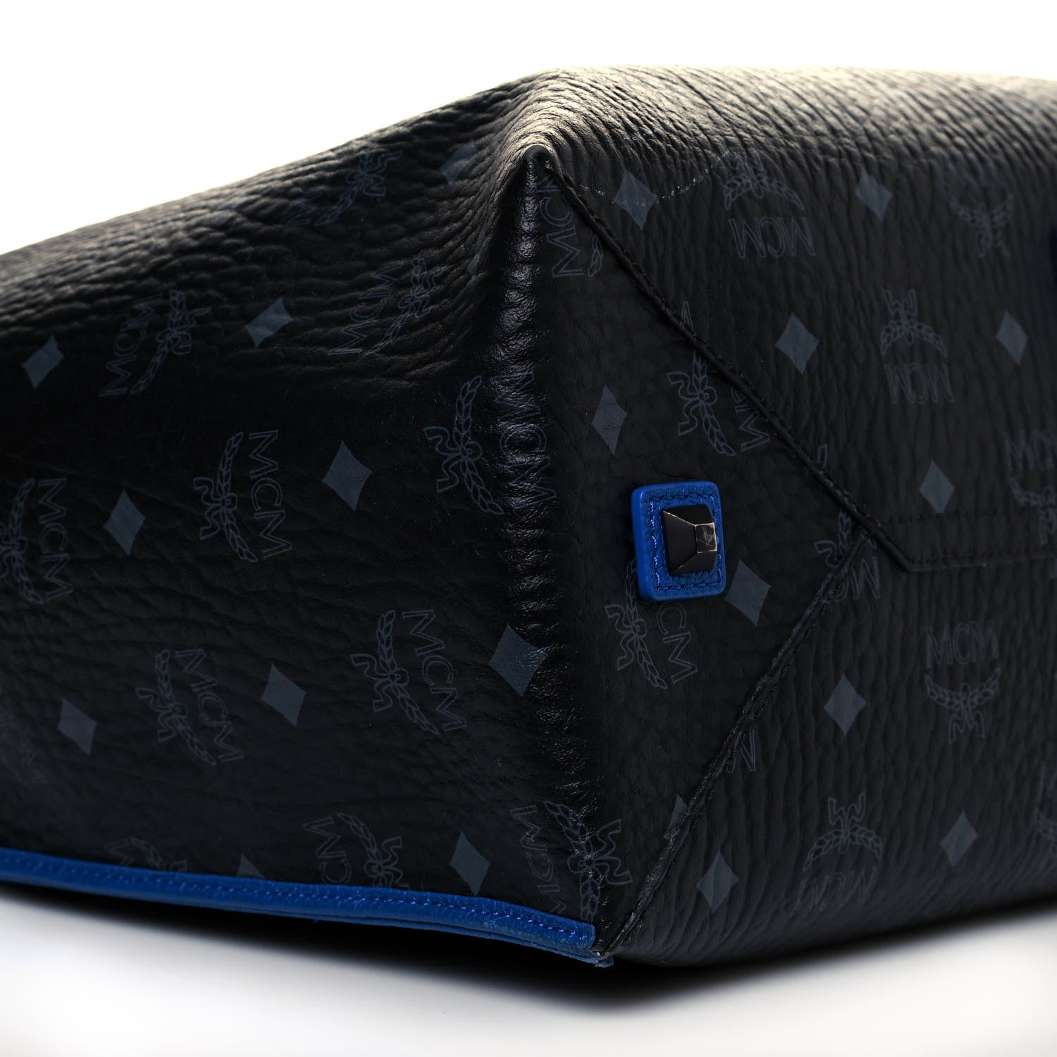 MCM Metallic Visetos Medium Kira Shopper Tote Black Blue 8 of 14