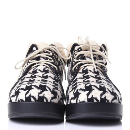 Gucci Optical Tweed Faux Shearling Houndstooth Victor Lace Up Ankle Boots 38.5 White Black 3 of 11