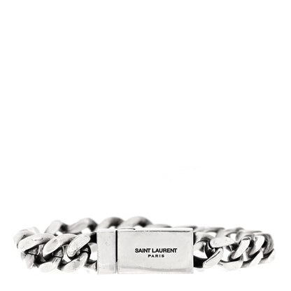 Saint Laurent Metal Curb Chain Bracelet Oxidized Silver 2 of 8