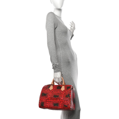 Louis Vuitton Monogram Kusama Town Speedy 30 Red 2 of 13