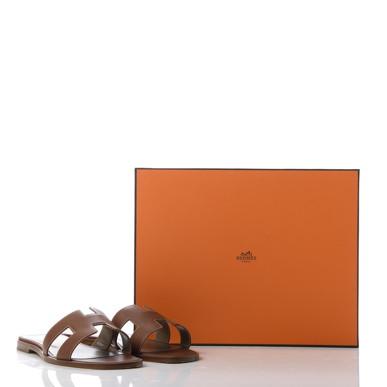 Hermes Box Calfskin Oran Sandals 36 Gold 9 of 9