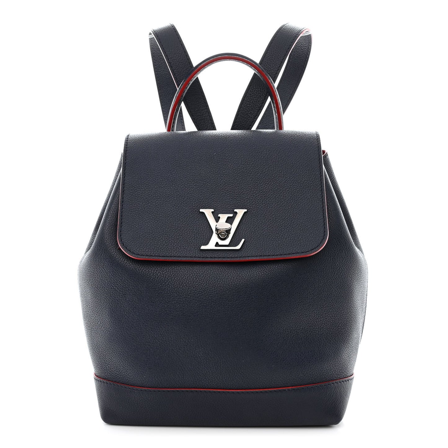 Soft Calfskin Lockme Backpack Marine Rouge