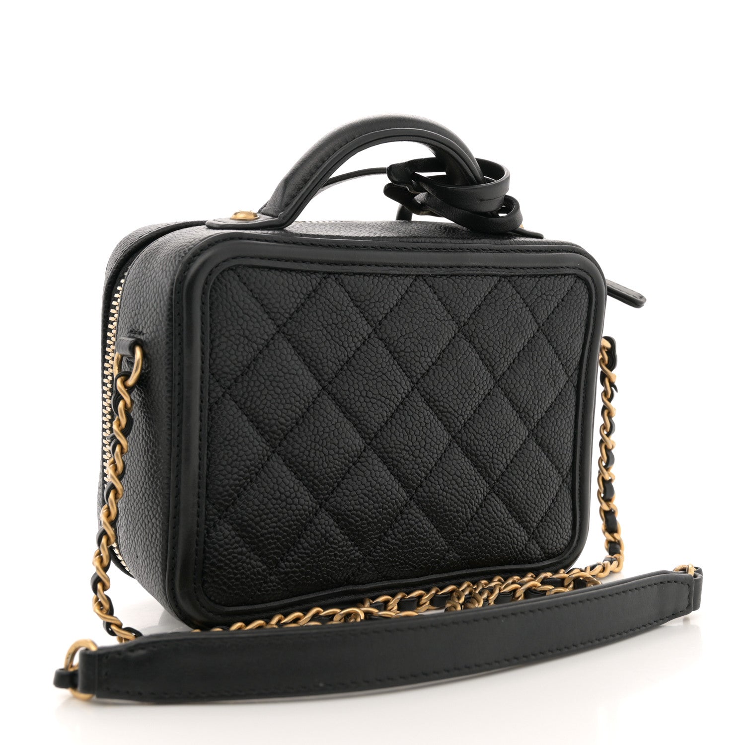Chanel Caviar Quilted Small CC Filigree Vanity Case Black 3 of 11