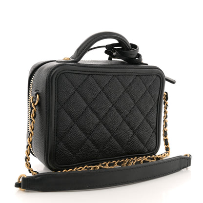 Chanel Caviar Quilted Small CC Filigree Vanity Case Black 3 of 11