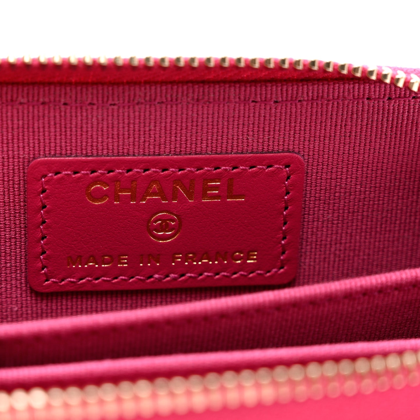 Caviar Quilted Zip Coin Purse Fuchsia