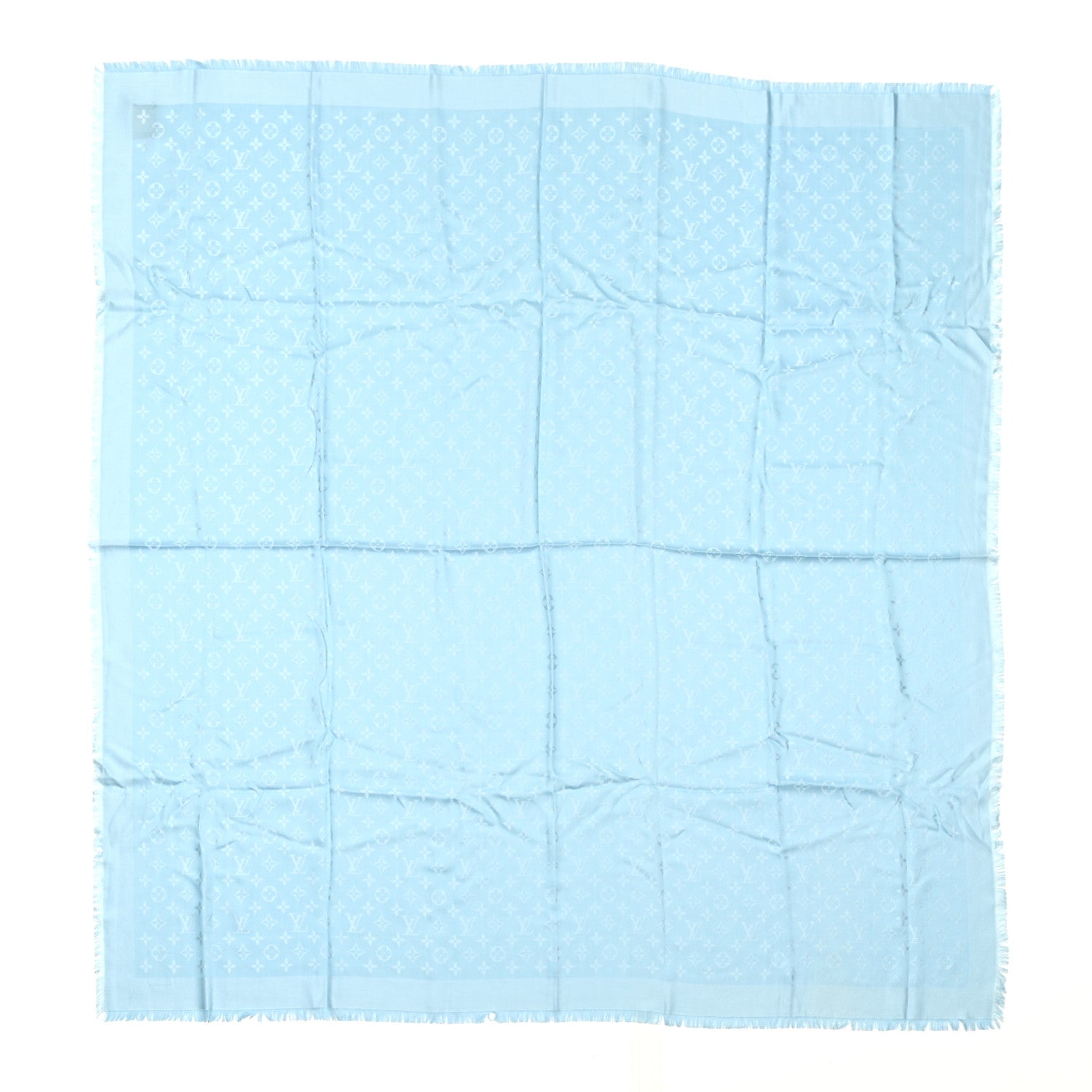 Louis Vuitton Silk Wool Monogram Shine Shawl Light Blue 2 of 4
