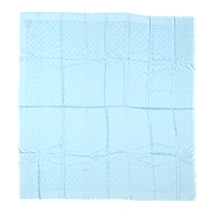 Louis Vuitton Silk Wool Monogram Shine Shawl Light Blue 2 of 4