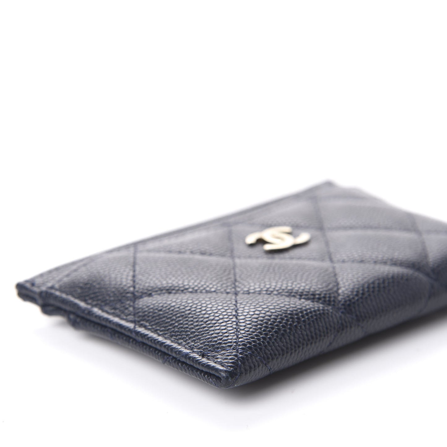 Caviar Quilted Card Holder Navy