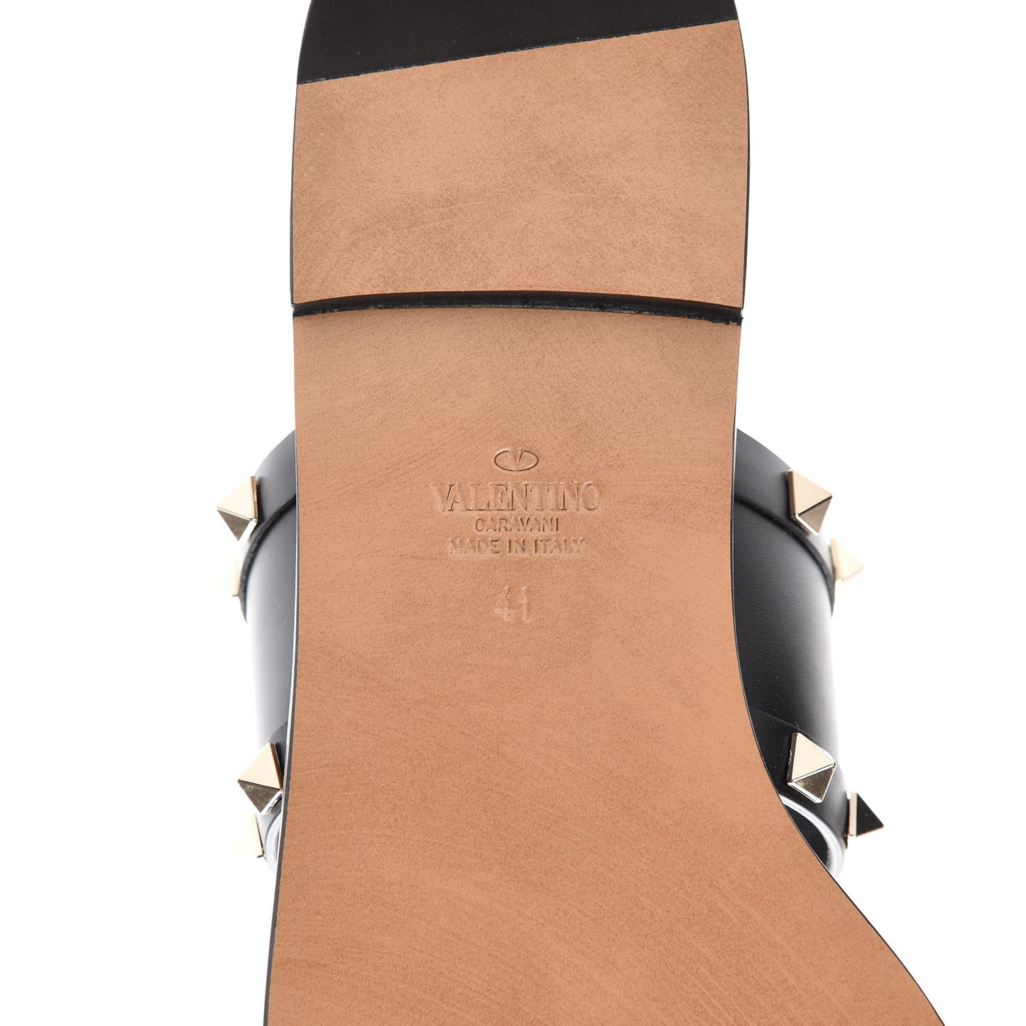 Nappa Rockstud Flat Sandals 41 Black