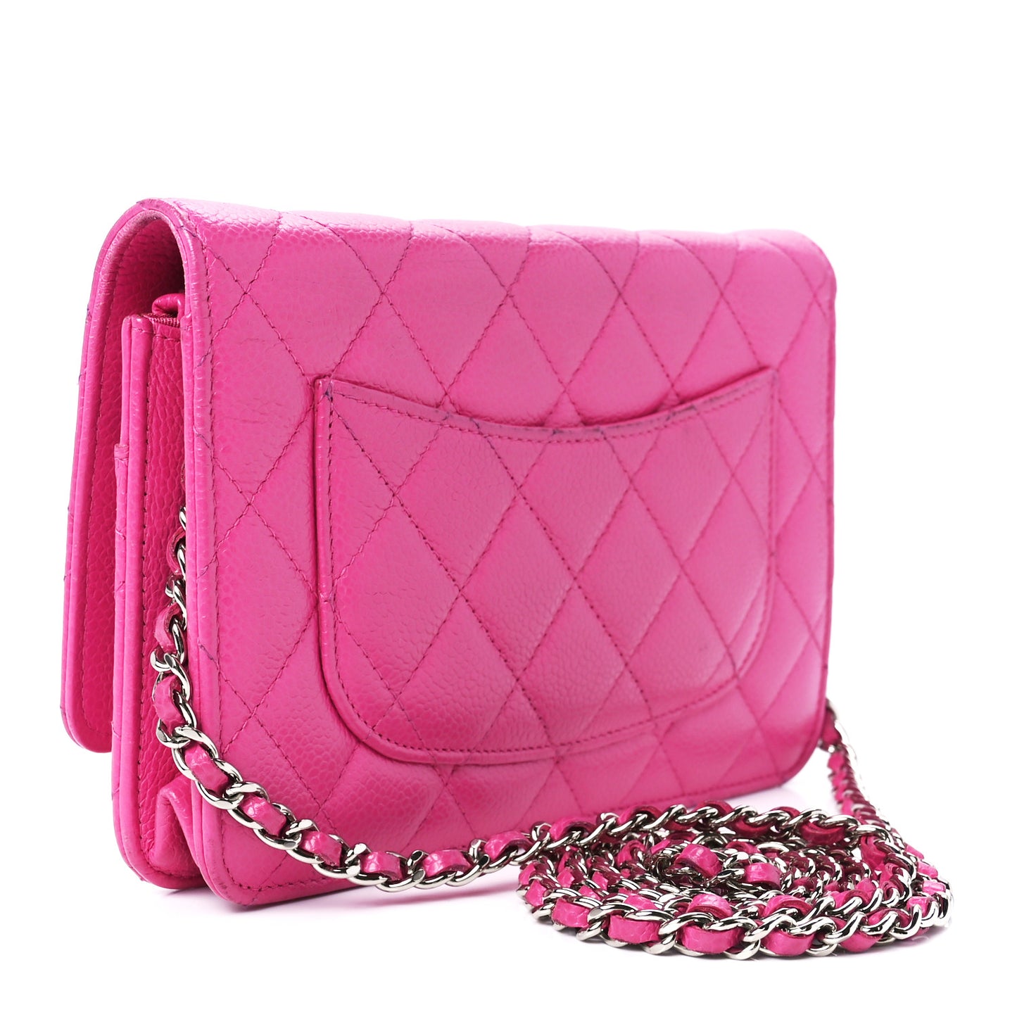 Caviar Quilted Wallet on Chain WOC Pink