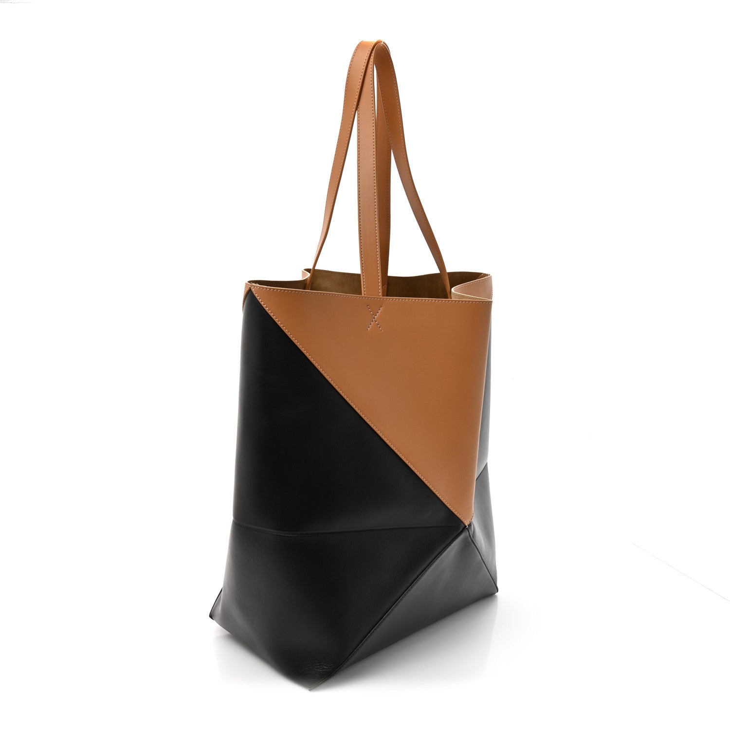 Loewe Shiny Calfskin Large  Puzzle Fold Tote Warm Desert Black 3 of 12