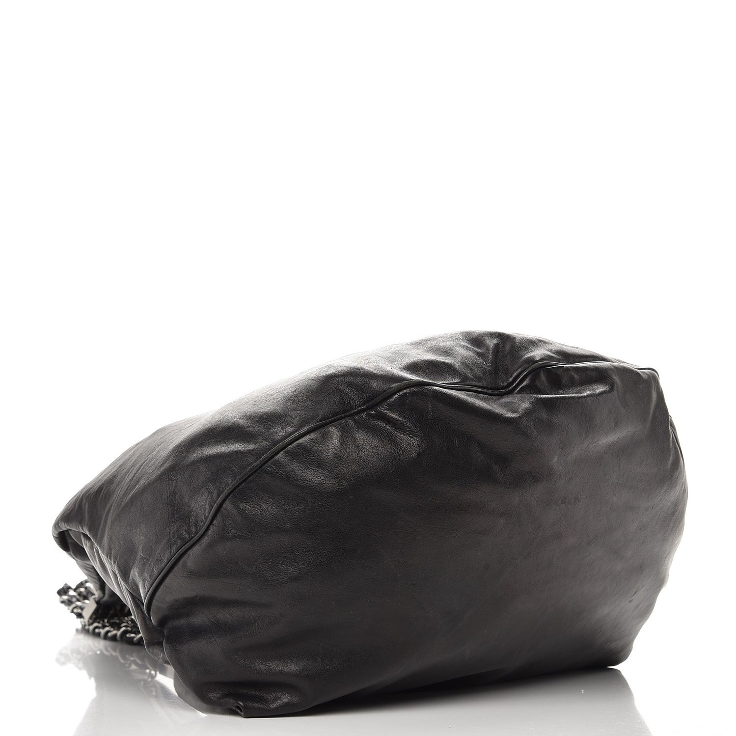 Lambskin Large Rock and Chain Hobo Black