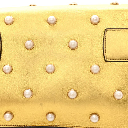 Gucci Metallic Nappa Pearl Studded Mini Queen Margaret Broadway Shoulder Bag Gold 13 of 16