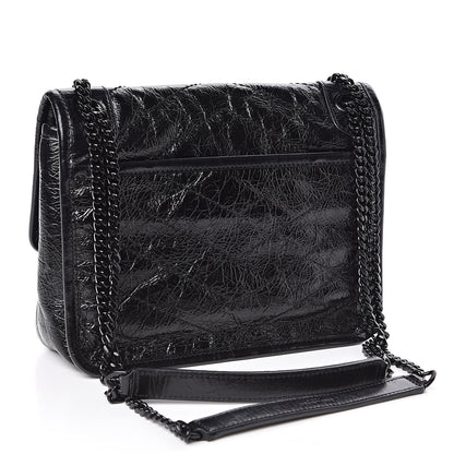 Saint Laurent Crinkled Calfskin Matelasse Monogram Baby Niki Chain Satchel Black 3 of 10