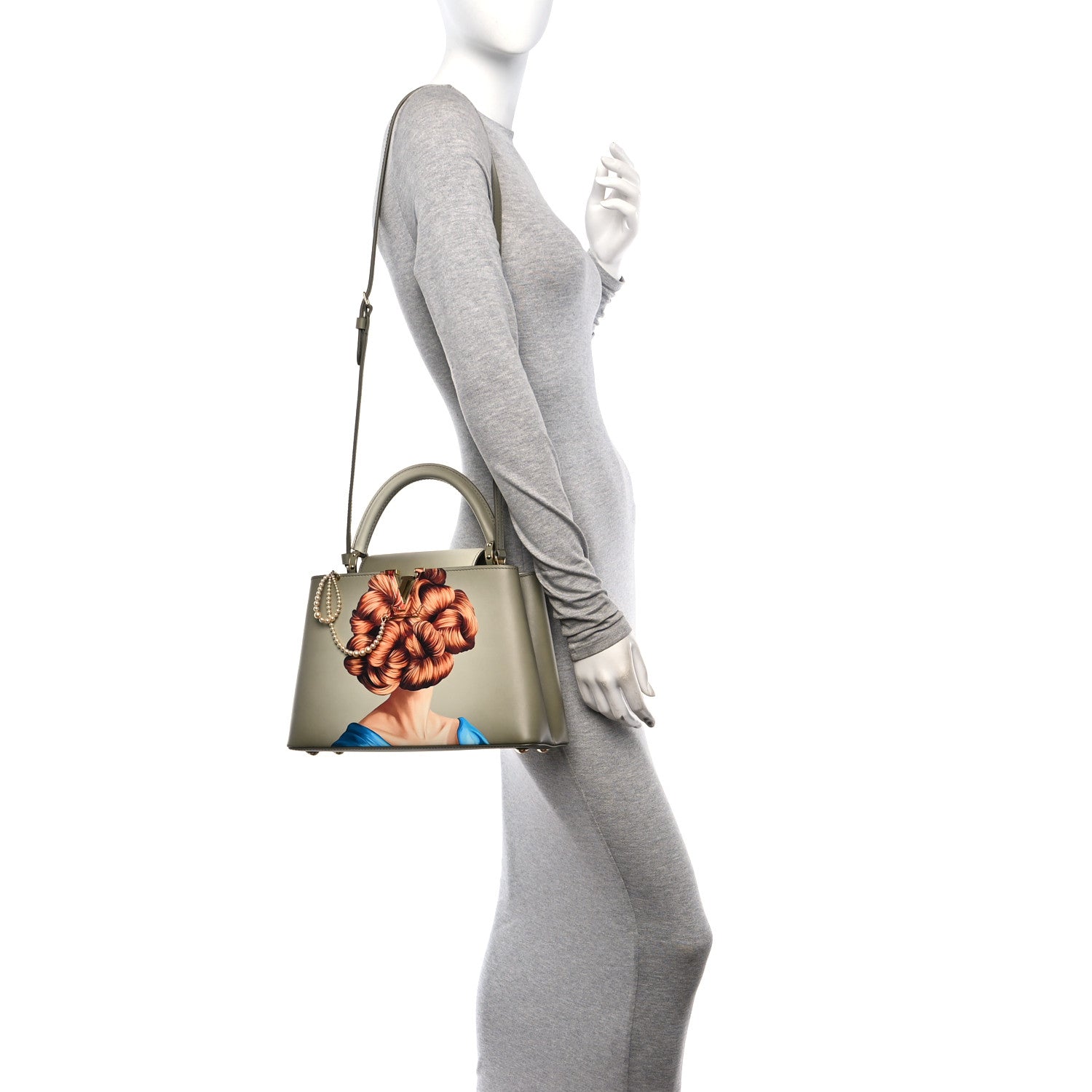 Louis Vuitton Calfskin Artycapucines Ginger Locks MM Green 2 of 11