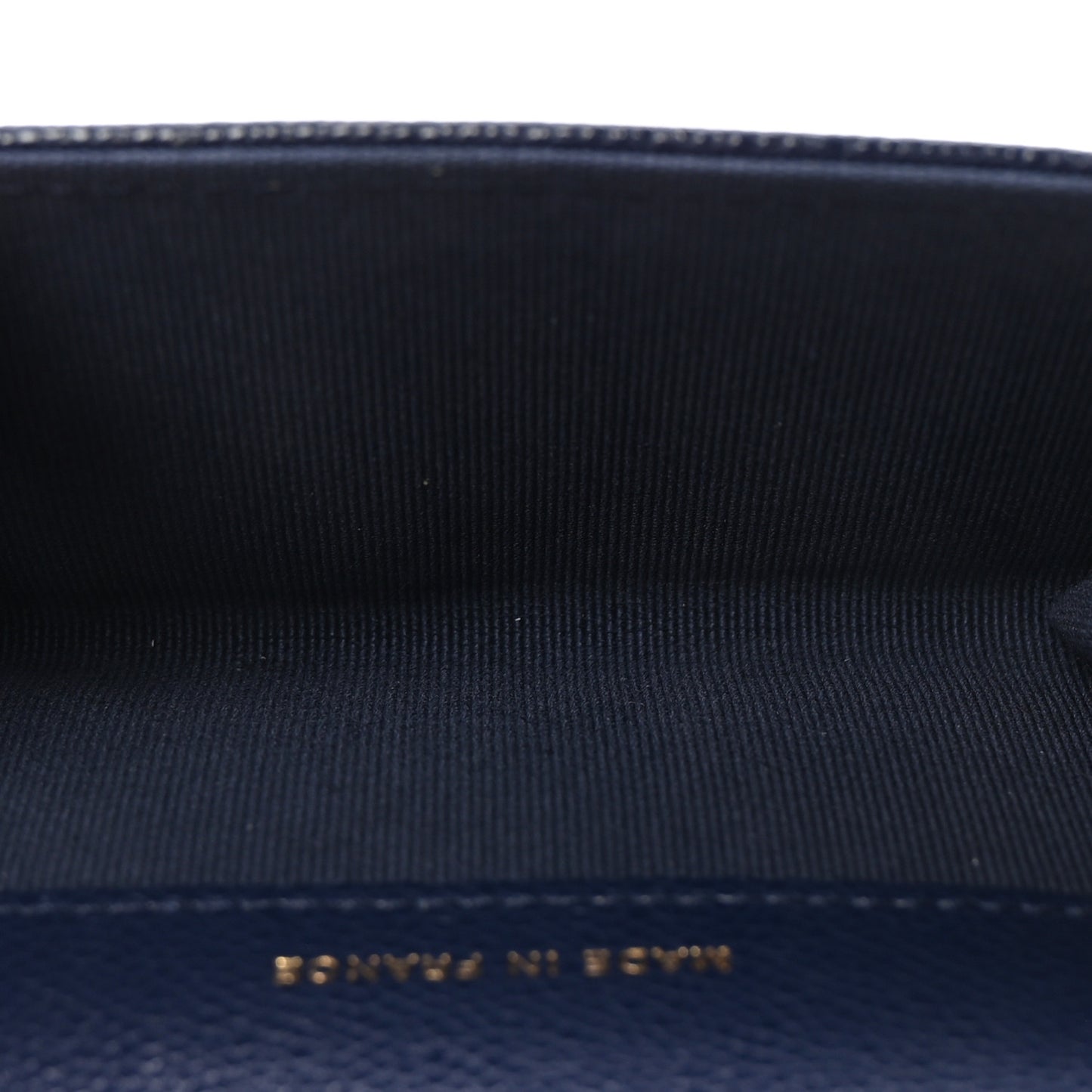 Caviar Quilted Flap Card Holder Wallet Navy Blue